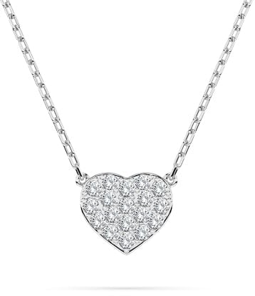 EDELIND Herzkette Weißgold 585 mit 18 Diamanten 0.09 ct - Gold Kette Frauen Echt 585 mit Herzanhänger, Länge 45 cm