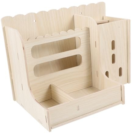 VICASKY Multifunktionaler Holz grasständer und Futternapf für Kaninchen und Meerschweinchen Langlebiger Futterspender für Nagerkäfige Geeignet für Hamster Chinchillas und Kleine Haustiere