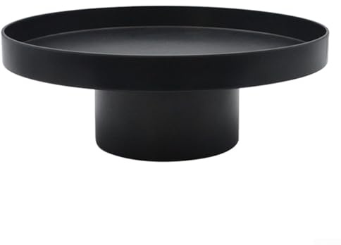 Zhanhai Plateau décoratif rond pour parfum, plateau pour bougies, design de base cylindrique haute et épaisse, plateau rond de service pour table de café (noir, L)