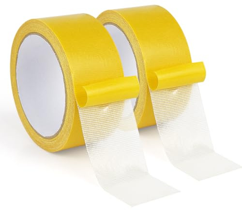 BOMEI PACK 2 Rollen Teppichklebeband Doppelseitiges Klebeband für Teppichfixierung und vielseitige Anwendungen- 50mm*10m
