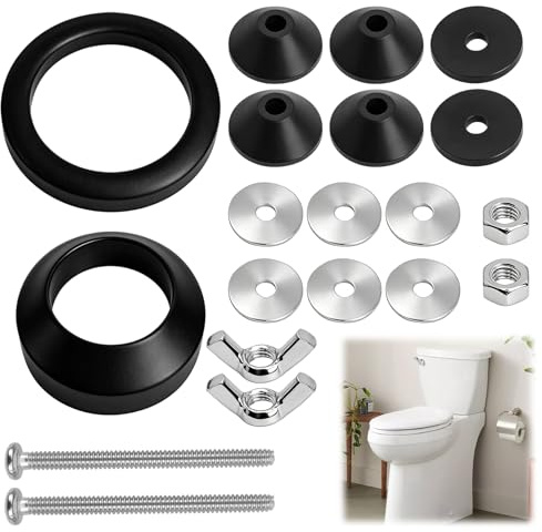 Universal Toilet Cistern Seal Kit with Stainless Steel Bolts - Complete Toilet Flush System Replacement Set for Close Coupled Tanks, Includes 1.5 Rubber Dome, 2 Foam Washer & M6 Fixings