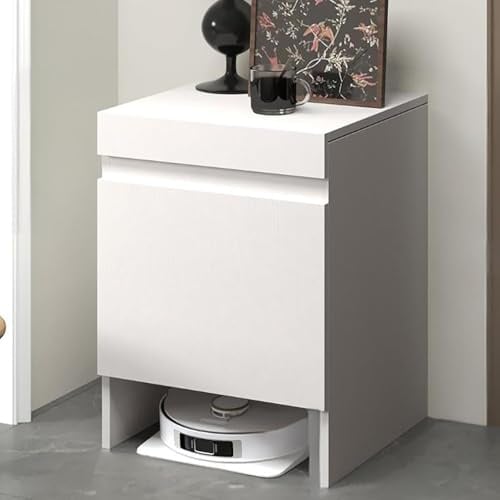 YSZBD Robot vacuum cleaner cabinet with door, robot vacuum cleaner storage cabinet, home office desk side table, freestanding wooden storage rack for living room, kitchen, and office.(D)