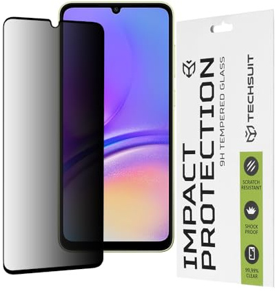 Techsuit Sichtschutzfolie für Samsung Galaxy A05, Galaxy A05s Gehärtetes Glas mit 9H Härte, Vollständige Abdeckung, Stoßschutz, Anti Fingerabdruck, Blasenfrei, 111D Privacy Full Glue