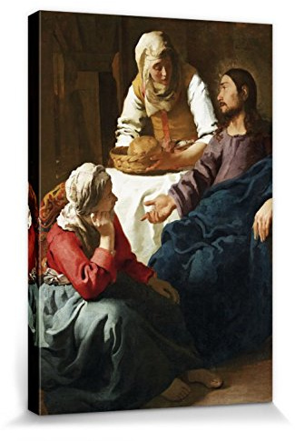 1art1 Johannes Vermeer Poster Christus Bei Maria Und Martha, 1655 Bilder Leinwand-Bild Auf Keilrahmen | XXL-Wandbild Poster Kunstdruck Als Leinwandbild 30x20 cm