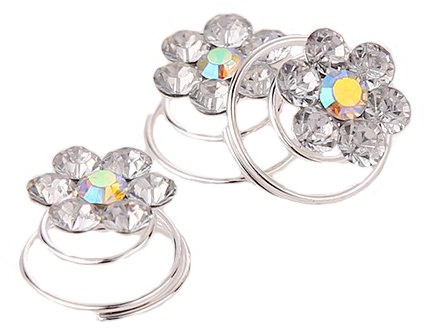 Miya® 6er Set wunderschöne Haarspiralen Curlies Blumen aus Strass, Braut Hochzeit Jugendweihe Haarschmuck