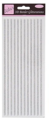 Anitas Glitterations 3D Border Stickers, Silver, For Scrapbooking, Card Making, Kids Play, Homework, Art, Craft, Embelish, Decorative, Paper, Card, Glass, Metal, Plastic, Foam