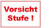 Schild Vorsicht Stufe ! aus Alu/Dibond 300x200 mm - 3 mm stark