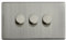 LED Dimmer Switch Gloss Brush Chrome 3 Gang 2 Way 300w Screwless Plate Finish N357DME