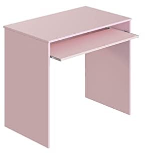 Habitdesign Mesa de Ordenador con Bandeja extraíble, Mesa Escritorio Juvenil, Modelo I-Joy, Color Rosa Nube, Medidas: 90 cm (Ancho) x 54 cm (Fondo) x 79 cm (Alto)