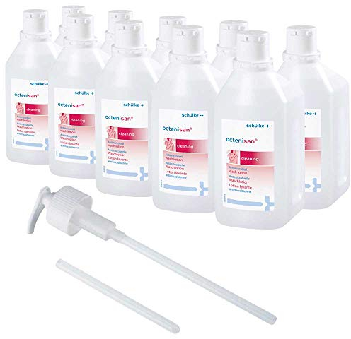 10x 1000 ml Schülke Octenisan® Waschlotion Reinigungslotion Flüssigseife, mit Allantoin, Dosierpumpe