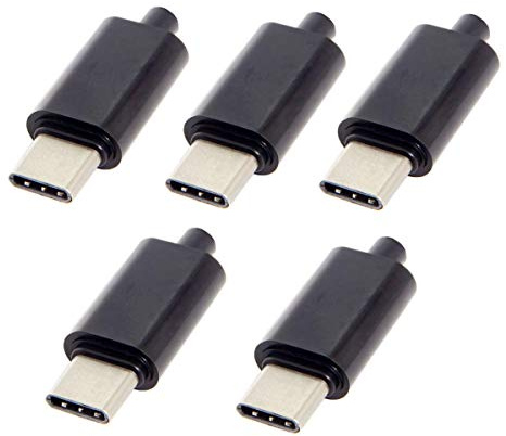 Cablecc 5pcs/lot DIY 24pin USB Type C USB-C Male OTG Host Type 5.1k Resistor with Black Housing Cover