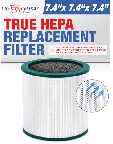 LifeSupplyUSA Replacement HEPA EVO Filter fits Dyson Pure Cool Link TP01 AM11 BP01 TP02 TP03 Tower Air Purifiers, Part 968126-03