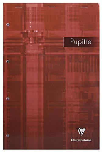 Clairefontaine 66131C - Packung mit 5 Blöcken Pupitre DIN A4+ kopfseitig geheftet, mikroperforiert, 4-fach gelocht, 80 Blatt 90g, französische Lineatur, farbig sortiert, 1 Pack