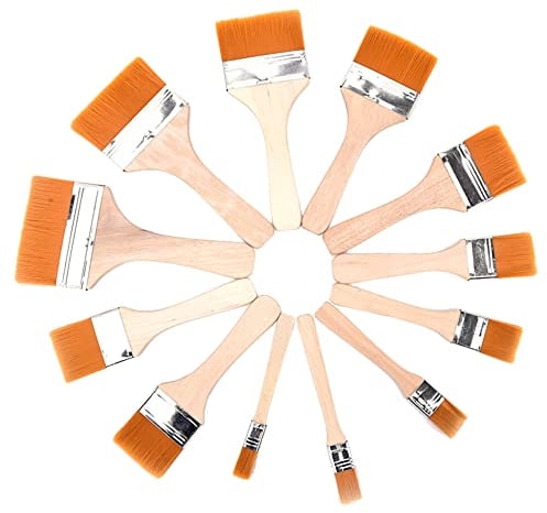 DXIA 12xProfessionelles Malerpinsel Set Verschiedene Größen, Lasurpinsel Farbpinsel, Acrylpinsel Set Pinsel, Farbpinsel Lackpinsel, Pinselsatz Streichen, Ideal für Wand und Holz Farbe zum Beizen
