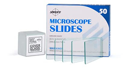 SWIFT BS50, 50 pcs Pre-Cleaned Blank Ground Edge Glass Microscope Slides and 100 pcs Pre-Cleaned Microscope Coverslips suitable for monocular binocular trinocular microscopes