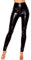 Koucla Highwaist Hose Wetlook Lederlook Optik Damen Hose mit Zip (Schwarz, S)