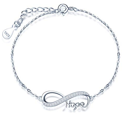 INFINIONLY Fashion Damen Mädchen Unendlichkeits Symbol Ketten Anhänger und Armbänder 925 Silber Schmuck-Sets mit Zirkonia Elegante Hope Element Halskette mit Anhänger Armband Geburtstagsgeschenk