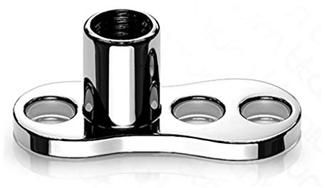 Paula & Fritz® Hauptplatte Dermal-Anchor abgerundet 3 Loch Titan 1,6 mm Gewindegröße Implantat Grundplatte Skin Diver Hautplatte