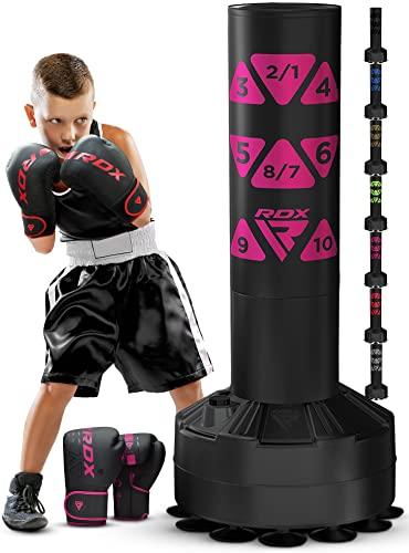 RDX Enfants Sac de Frappe sur Pied avec Entraînement Gants pour Muay Thai, Kickboxing, Arts Martiaux y MMA, 4ft Junior Lourd Devoir Autoportant Sac de Boxe pour Fitness y Taekwondo