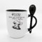 Ohana Means Family Stitch Coffee Tea Cocoa Soup Daily use Mug Birthday Gift Party gage Keepsake C Handle Unique Ceramic Cup Mug. (Black Spoon)