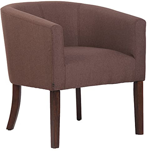 CLP Sessel Nemea Stoff I Loungesessel Mit Gestell Aus Kautschukholz I Mit Bodenschonern, Farbe:braun, Gestell Farbe:antik