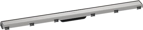 hansgrohe Fertigset Duschrinne RainDrain Match, Abflussrinne 1000mm, Bodenablauf Dusche mit höhenverstellbarem Rahmen, Edelstahl gebürstet