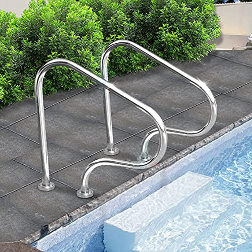 FALIYORS Poolgeländer Silber Swimmingpool Handlauf Leiter Schritt Handlauf Edelstahl 304 Perfekter Griff Rostfreier Handlauf Geländer | 31,5 x 31,5 | 2ST