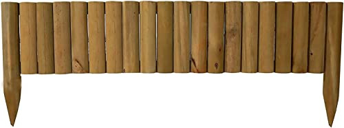 FlickBuyz - 6 x 1M Garden Outdoor Log Roll Border Wooden Fixed Picket Log Border Fence Edge Lawn Edging
