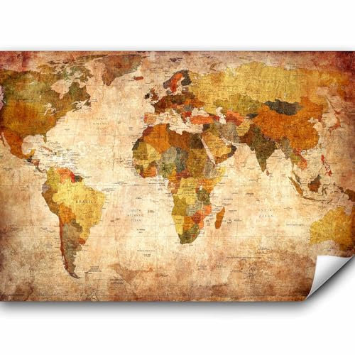 murando - Fototapete Premium-Vlies Weltkarte Vintage 400x280cm - Foto Tapete Wohnzimmer Moderne Vliestapete XXL Wandtapete Motivtapeten Bildtapete 3d Effekt Wand Dekoration Flur Landkarte