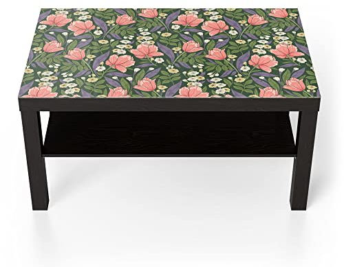 DEQORI Glastisch | schwarz groß 90x50 cm | Motiv Jugendstil-Tapete | ausgefallener Beistelltisch aus Glas | Hochglanz Couchtisch fürs Wohnzimmer | moderner Couch Tisch mit Design