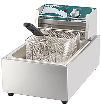 Stainless Steel Deep Fryers Commercial Deep Fat Fryer Independent switch Deep Fryer with Basket and Temperature Control Large capacity constant temperature Easy Clean (Single cylinder)