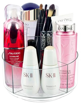 CECOLIC 360° Drehbarer Make up Organizer, Transparenter Lazy Susan Organizer für Waschtisch, Kosmetikvitrinen für Badezimmer Arbeitsplatten, Make up Aufbewahrungs Organizer