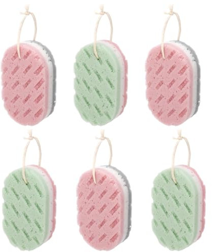 Opopark 6 Packs of Shower Sponges, Exfoliating Shower Sponges,Adult Shower Foam Sponge Rubbing Bath Sponge,Soft Shower Scrub,Male and Female Body Cleaning Products
