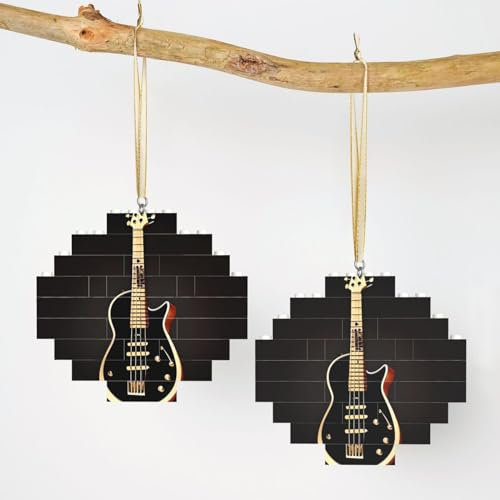 Baustein Puzzle Raute Bausteine Schwarz Gitarre Baustein Ziegel Block Puzzle für Erwachsene 3D Micro Bausteine Raute Weihnachtsbaum Ornament Lustige Geschenke für Freund