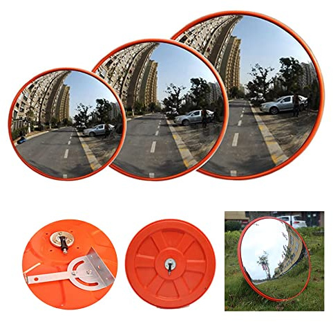 60cm Konvexer Spiegel für Auffahrt, Totwinkelspiegel Gebogener Konvexer Straßenspiegel Verkehrssicherheitsspiegel Rückspiegel für Mast für Verkehrssicherheit und Ladensicherheit