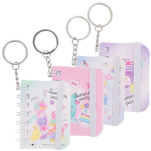 PACKOVE 4 Stück Dekorativer Notizbuch-schlüsselanhänger Echtes Kleines Notizbuch Miniatur-notizbuch-schlüsselanhänger Tagebuch Für Mädchen Mini-tagebücher Für Kinder Spule Hamster Reisen