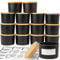 CONNOO Paquete de 15 tarros de cristal negro mate de 4 onzas con tapas herméticas de bambú para hacer velas, recipientes vacíos de boca ancha a granel con etiquetas adhesivas de advertencia, aptos
