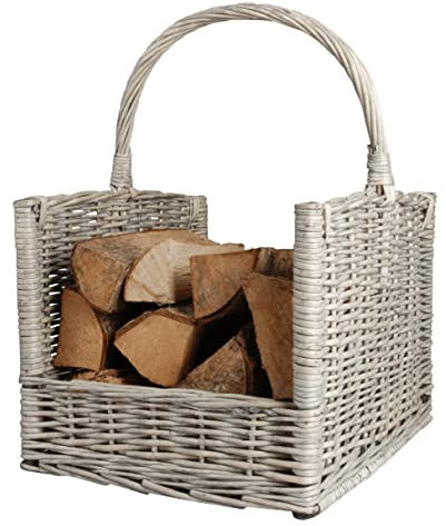 degawo Kaminholzkorb aus Weidenzweigen mit großzügigem Griff in grau