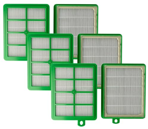 vhbw 6x filtro compatibile con Philips FC9184/01, FC9071/01, FC9153/01, FC9150/01, FC9170/07, FC9170/01 aspirapolvere - filtro HEPA verde/bianco