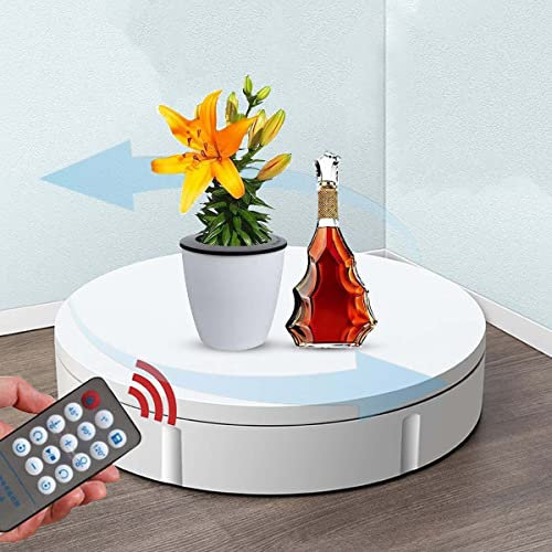 Plateau tournant motorisé avec télécommande, Plateau tournant électrique à 360 degrés pour Photographie, Accessoires de Prise de Vue vidéo, Plateau tournant d'affichage de Bijoux, blanc-30 cm