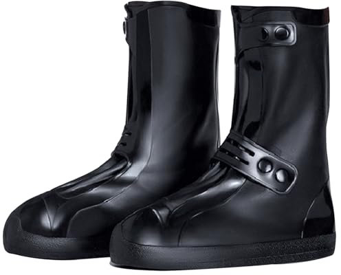 GUDECIUS Copriscarpe Impermeabili PVC Copri Scarpe per Pioggia Copriscarpe Antiscivolo Ispessito e Resistente All'usura Riutilizzabile Moto Bici Lavabile Galosce Copriscarpe Nero (38-39)