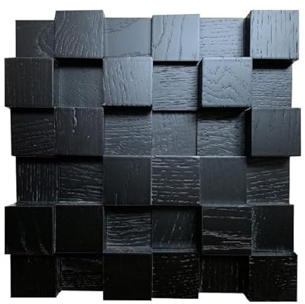 9er Set - IG Acoustics Akustik Diffusor 2D 500 – 9 Stück 30x30cm - Akustik Diffusor - Wandpaneel aus Holz - Akustikpaneel (Schwarz)