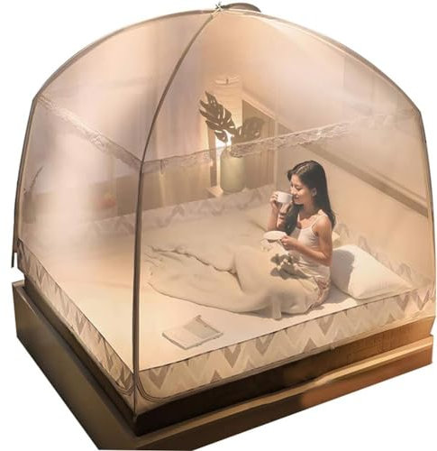 YYLDPFDC Tragbares Moskitonetz, Moskitonetz Bett Pop Up, Moskitonetz Doppelbett und Einzelbett, Moskito-Campingzelt für Schlafzimmer Outdoor Camping, Einfache Installation (200x220cm, Blau)