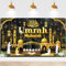 DPKOW Banner Umrah Mubarak Deko Schwarz gold, Hintergrund Banner für Umrah Zubehör Islamische Muslimische عمرة مبارك Dekoration, 185 * 110 cm