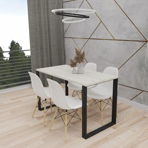 AKKE Esstisch Rechteckig Loft Design Mit Metallbeinen Tisch Küchentisch Wohnzimmertisch Esszimmertisch Tischblatt 18 mm 90x60 cm