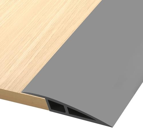 2M Carpet Trim Strip Self Adhesive PVC Laminate Floor Door Strip Door Floor Transition Threshold Trim and Edgings Rubber Flooring Edge Strip (Grey,10mm)