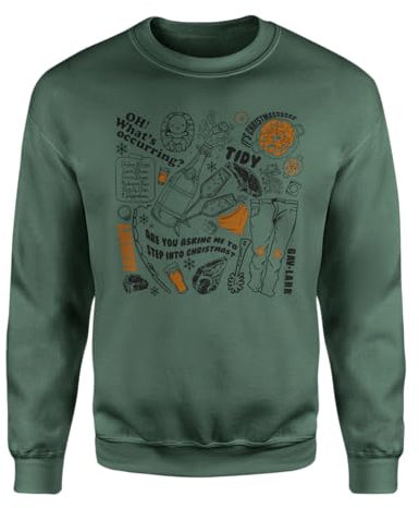 SmartyPants Gav And Stace Doodles Jumper Sweatshirt - TV Series British Sitcom Merry Christmas Festive Xmas Comfy Present Gift (XL, Green)