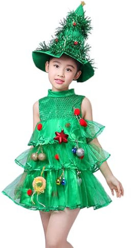 Costume per albero di Natale per bambini, vestito per albero di Natale per bambini | Bambina costume vestito – Costume da ragazza per spettacoli sul palco, cosplay, carnevale, travestimento