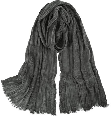 DAMILY 180 x 70cm Herren Damen Sommer Schal Baumwolle Gemischt Schal Retro Herbst Winter Mode Leicht Lang Halstuch Herrenschal (Schwarz)