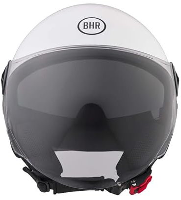 BHR Casco Demi-Jet 840 DUAL SHIELD - Casco Scooter Doppia Visiera Omologato ECE 22.06 con Visierino Interno Parasole e Sgancio Micrometrico - Bianco XXL
